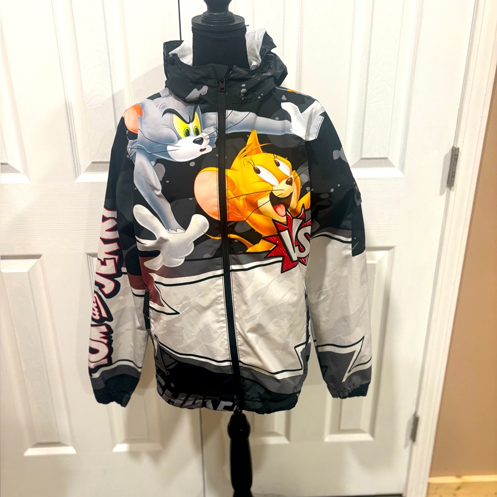 Tom and Jerry Men's graphic cartoon windbreaker size small